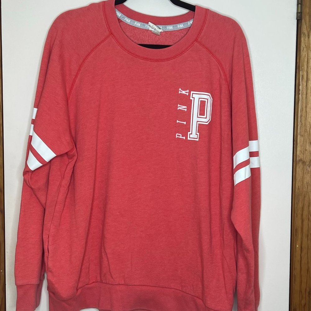 Large Victorias Secret PINK Crewneck Sweatshirt Coal w Pockets